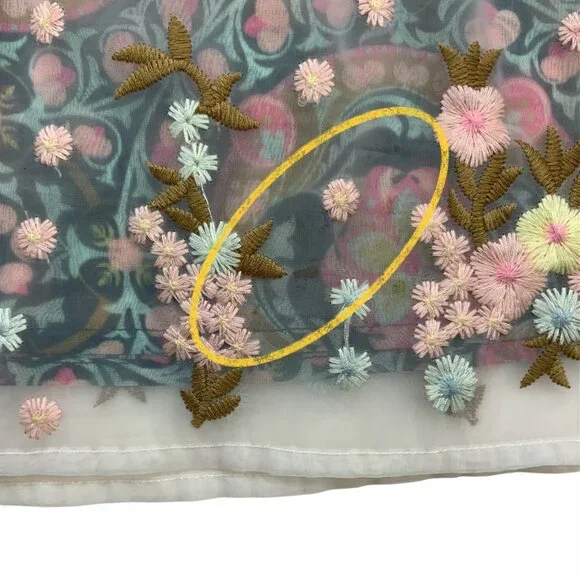 Anna Sui Sui Floral Skirt S Sheer Overlay Embroidered - Picture 6 of 12